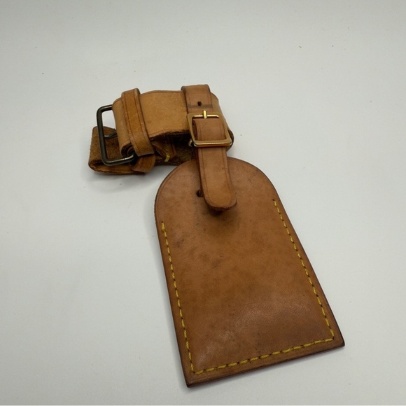 ❌SOLD❌Louis Vuitton ~ Vachetta Brown Leather Luggage ID Name Tag & Poignet - Picture 2 of 2